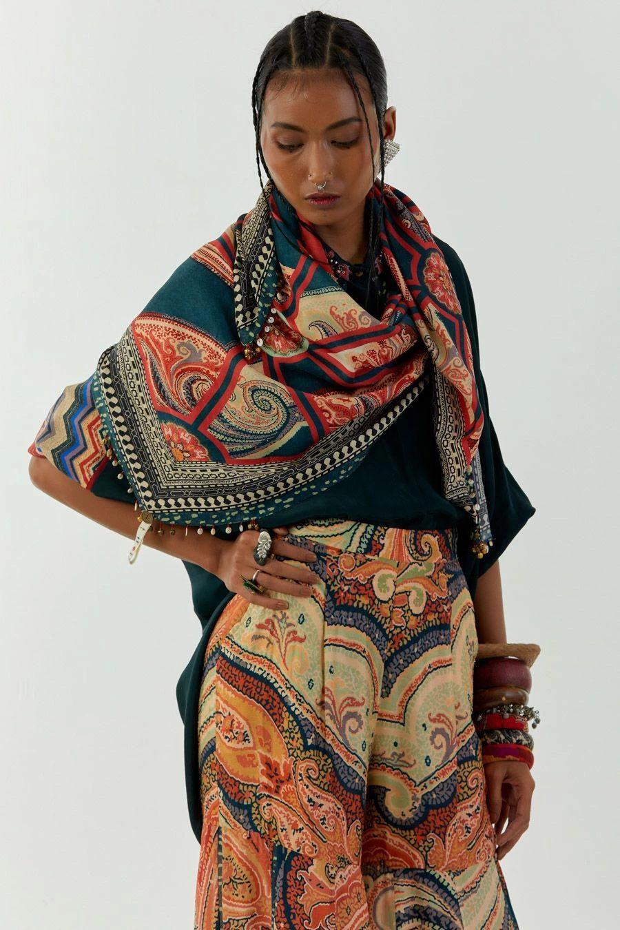 Aseem Kapoor Multicoloured Tribal Printed Scarf 6 Aseem Kapoor Multicoloured Tribal Printed Scarf - Image 4