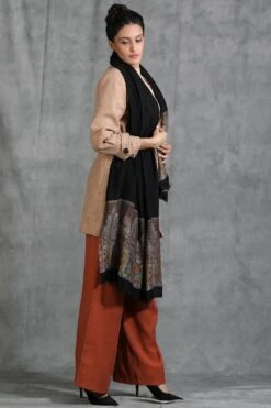 Dusala India Black Handwoven Cashmere Fine Wool Stole -Inca Sales Store 2211dus14 3