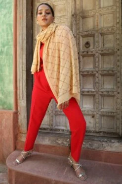 Dusala India Yellow Handwoven Cashmere Stole