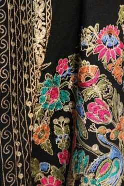 Dusala India Black Cashmere Fine Wool Aari Work Stole -Inca Sales Store 2211dus25 6
