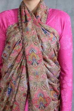 Dusala India Multicoloured Threadwork Cashmere Kalamkari Stole -Inca Sales Store 2211dus5 3