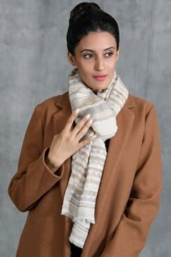 Dusala India White Handwoven Cashmere Stole