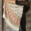 Dusala India White Handwoven Cashmere Threadwork Stole -Inca Sales Store 2211dus7 1