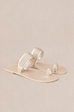 AMPM Accessories Renya Ethereal Ivory Leather Slip-on Flats