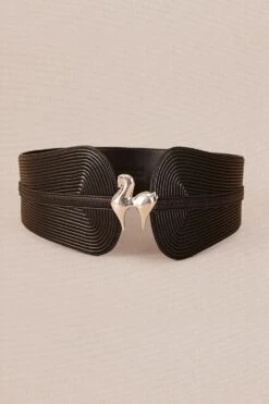 AMPM Accessories Vanah Dramatic Black Horse-buckle Belt