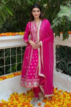 Gopi Vaid Rosy Radiance Sequin Adorned Anarkali Set