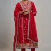 Gopi Vaid Cardinal Crimson Sequin Adorned Anarkali Set
