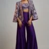 Gopi Vaid Ultraviolet Haze Sequin Adorned Jacket Set