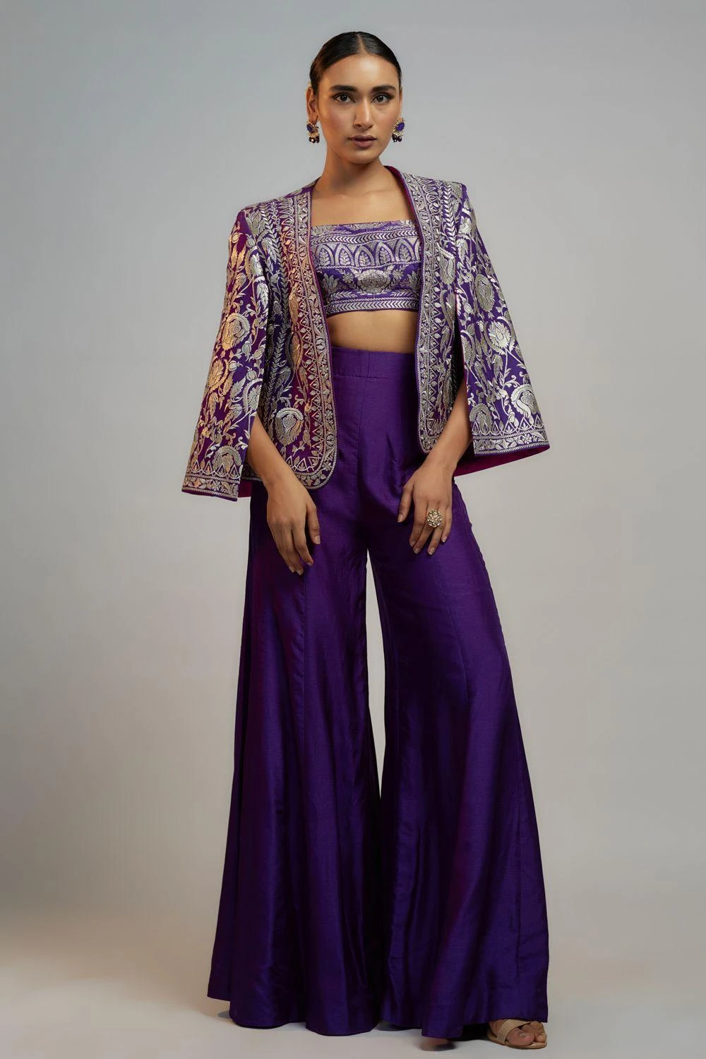 Gopi Vaid Ultraviolet Haze Sequin Adorned Jacket Set 3 Gopi Vaid Ultraviolet Haze Sequin Adorned Jacket Set