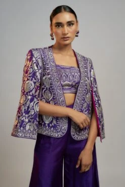 Gopi Vaid Ultraviolet Haze Sequin Adorned Jacket Set 9 Gopi Vaid Ultraviolet Haze Sequin Adorned Jacket Set -Inca Sales Store 22124gv19 3