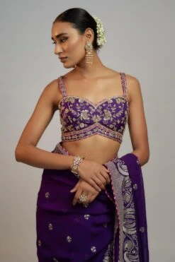 Gopi Vaid Mystic Mulberry Pre-draped Sari Set -Inca Sales Store 22124gv7 3