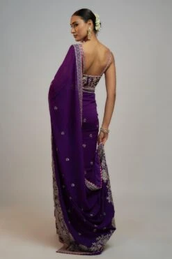 Gopi Vaid Mystic Mulberry Pre-draped Sari Set -Inca Sales Store 22124gv7 4