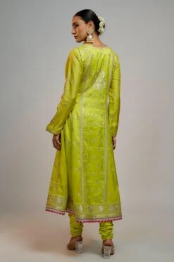 Gopi Vaid Chartreuse Chic Sequin Adorned Anarkali Set -Inca Sales Store 22124gv8 4