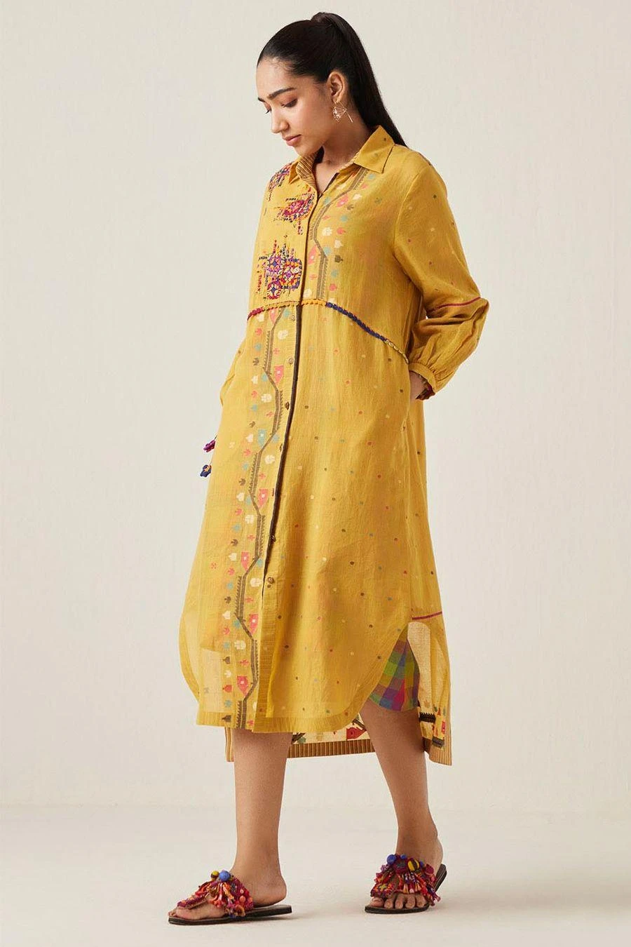 Sunira Designs Yellow Gulzaar Shirt Dress 5 Sunira Designs Yellow Gulzaar Shirt Dress - Image 3