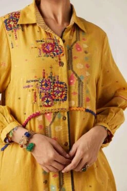 Sunira Designs Yellow Gulzaar Shirt Dress 11 Sunira Designs Yellow Gulzaar Shirt Dress -Inca Sales Store 2222323sg16 4