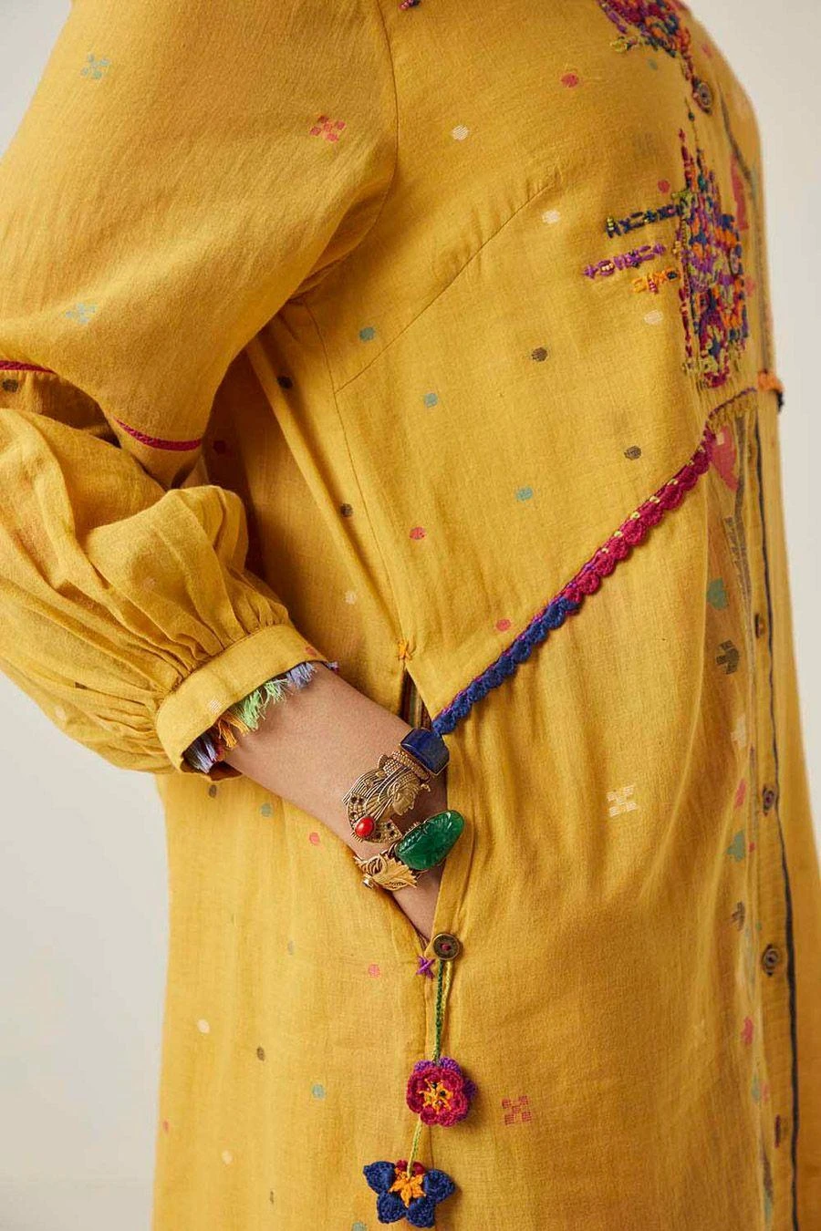 Sunira Designs Yellow Gulzaar Shirt Dress 7 Sunira Designs Yellow Gulzaar Shirt Dress - Image 5