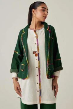 Sunira Designs Green Gulzaar Kurta With An Attached Blazer -Inca Sales Store 2222323sg39 2
