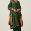 Sunira Designs Green Gulzaar Lace Stole