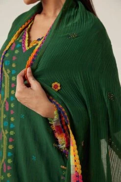 Sunira Designs Green Gulzaar Lace Stole -Inca Sales Store 2222323sg50 6