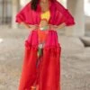 Pooja Keyur Pink & Red Dual Tone Cape -Inca Sales Store 222pok19 1