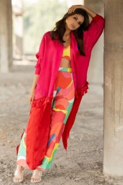 Pooja Keyur Pink & Red Dual Tone Cape -Inca Sales Store 222pok19 3