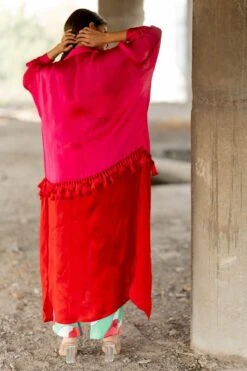 Pooja Keyur Pink & Red Dual Tone Cape -Inca Sales Store 222pok19 6
