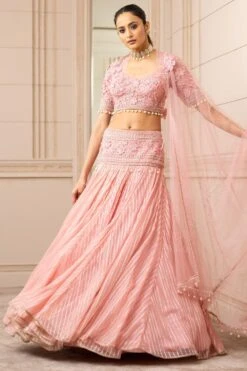 Tarun Tahiliani Pink Kalidar Sheer Brocade Lehenga Set -Inca Sales Store 224ttc14 2
