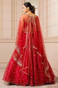 Tarun Tahiliani Red Asymmetric Organza Brocade Lehenga Set 9 Tarun Tahiliani Red Asymmetric Organza Brocade Lehenga Set -Inca Sales Store 224ttc25 4