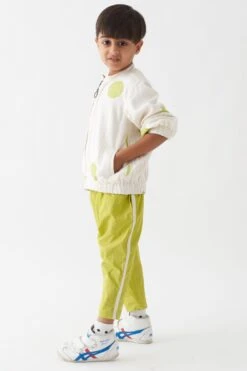 Three Kids Lime Polka Bomber Jacket Set