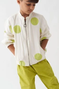 Three Kids Lime Polka Bomber Jacket Set -Inca Sales Store 22532tk26 3