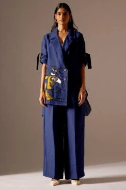 Mini Sondhi Blue Oversized Jacket Set