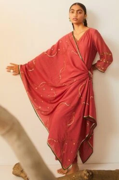 Sarang Kaur Pink Cotton Silk Dupatta