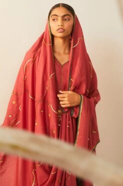 Sarang Kaur Pink Cotton Silk Dupatta -Inca Sales Store 228sk17 3