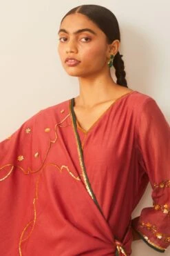 Sarang Kaur Pink Cotton Silk Dupatta -Inca Sales Store 228sk17 4