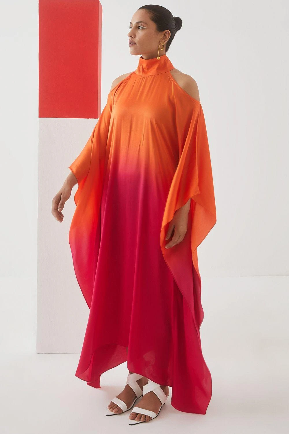 Studio RIGU Orange Leheriya Round Collar Dress 3 Studio RIGU Orange Leheriya Round Collar Dress