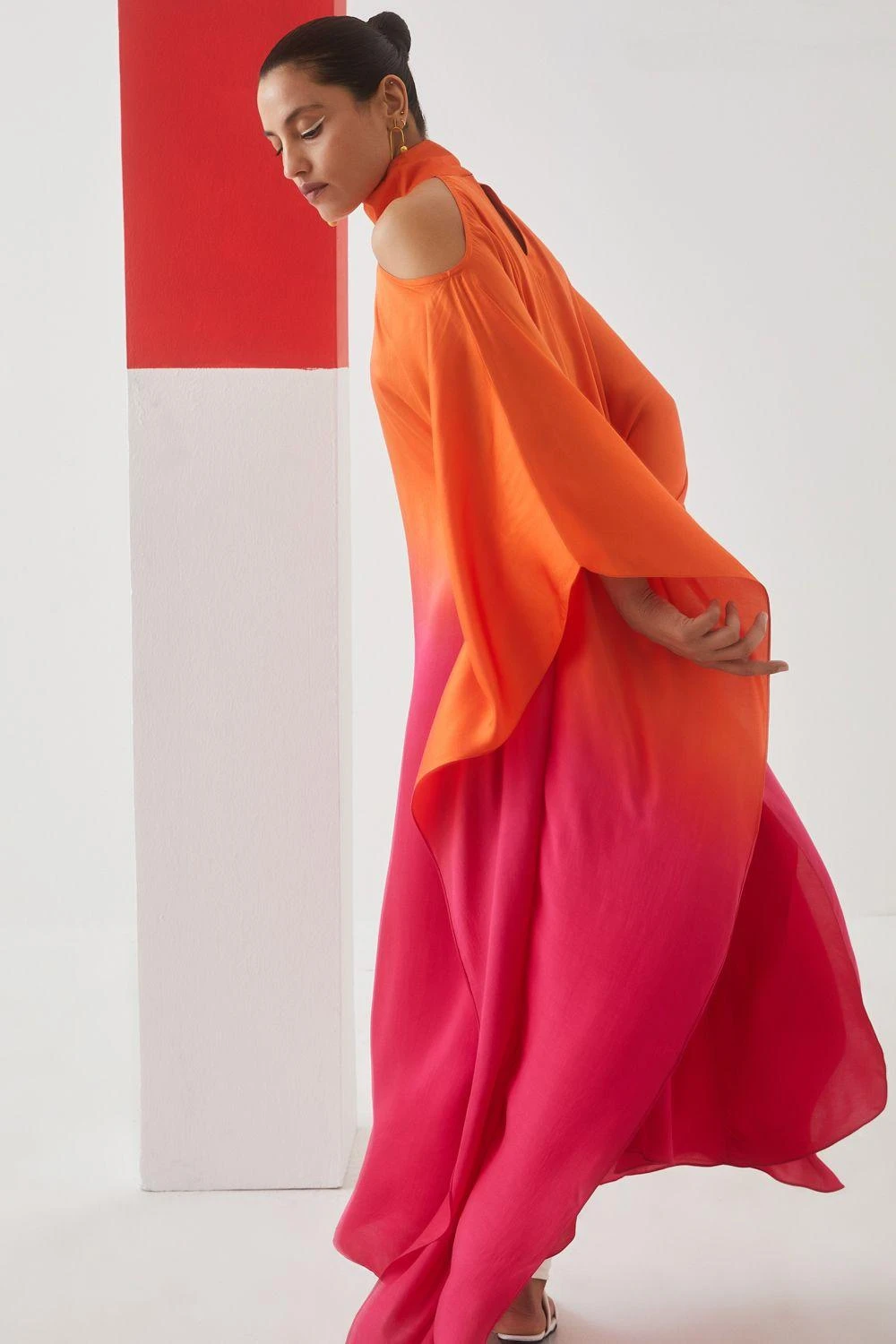 Studio RIGU Orange Leheriya Round Collar Dress 5 Studio RIGU Orange Leheriya Round Collar Dress - Image 3