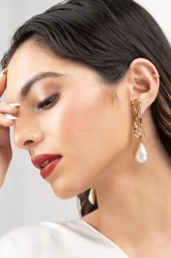 Studio Metallurgy Gold Konotty Pearl Earrings -Inca Sales Store 22923sm13 2