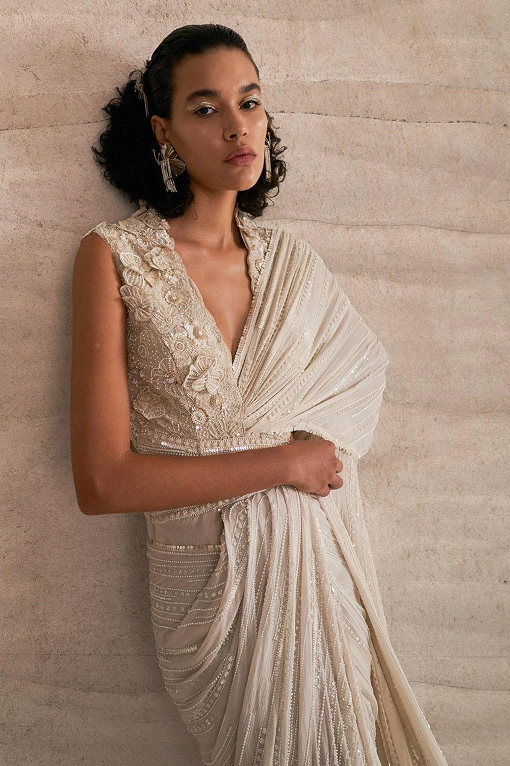 Varun Nidhika Pop Bloom Midi Drape Sari 4 Varun Nidhika Pop Bloom Midi Drape Sari - Image 2