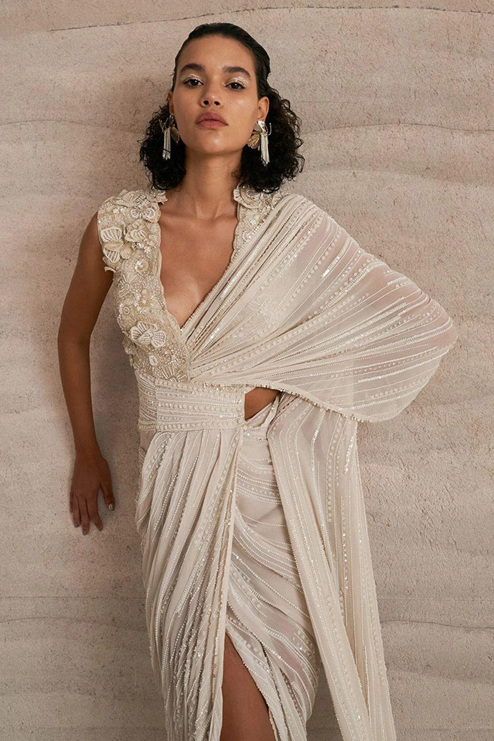 Varun Nidhika Pop Bloom Midi Drape Sari 5 Varun Nidhika Pop Bloom Midi Drape Sari - Image 3