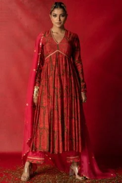 Pooja Keyur Pink Organza Aari Embroidered Dupatta