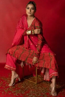 Pooja Keyur Pink Organza Aari Embroidered Dupatta -Inca Sales Store 229pk14 4