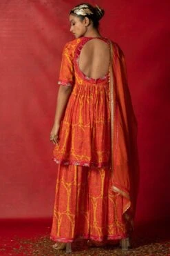 Pooja Keyur Orange Embroidered Organza Dupatta -Inca Sales Store 229pk16 5