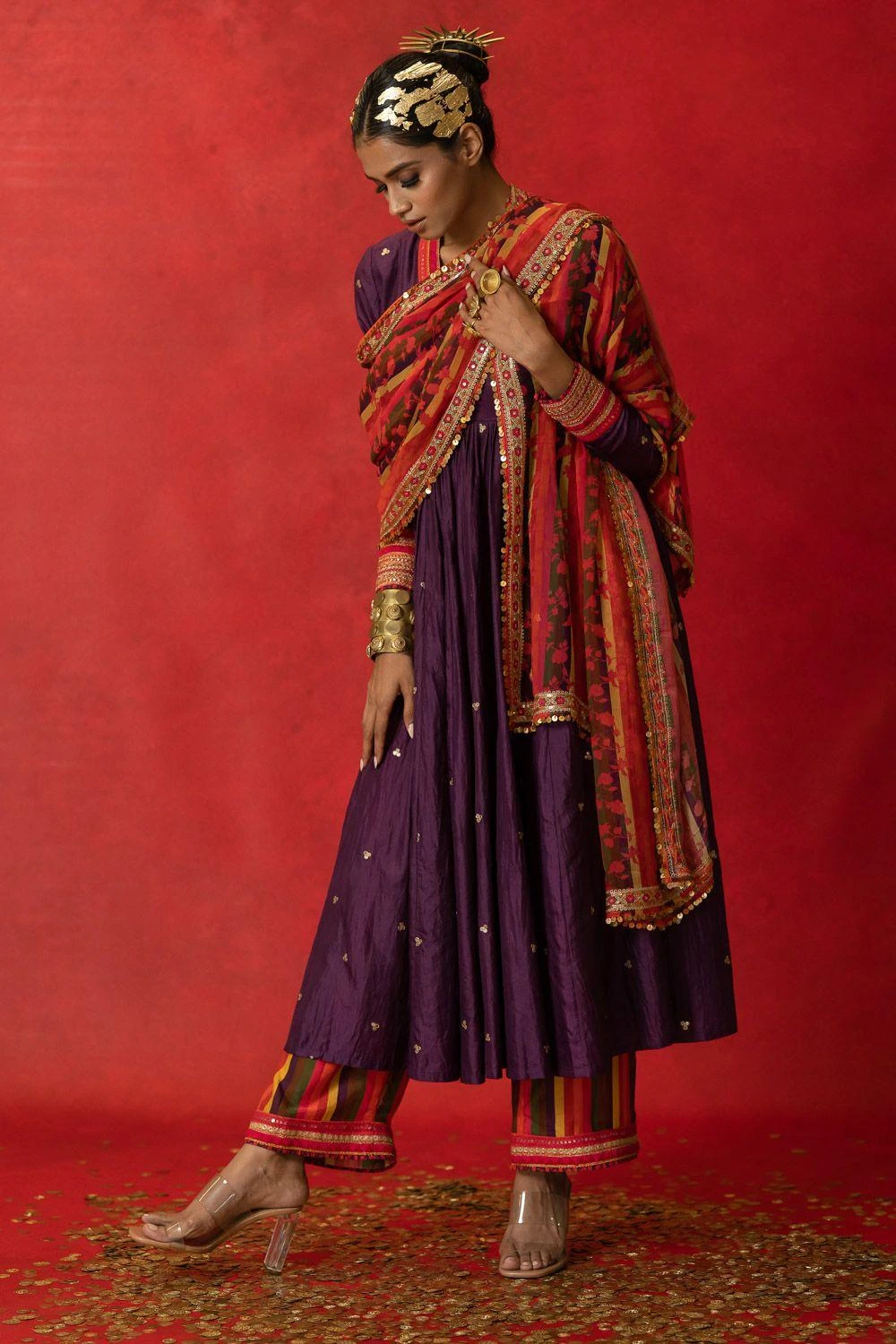 Pooja Keyur Floral Striped Organza Dupatta 4 Pooja Keyur Floral Striped Organza Dupatta - Image 2