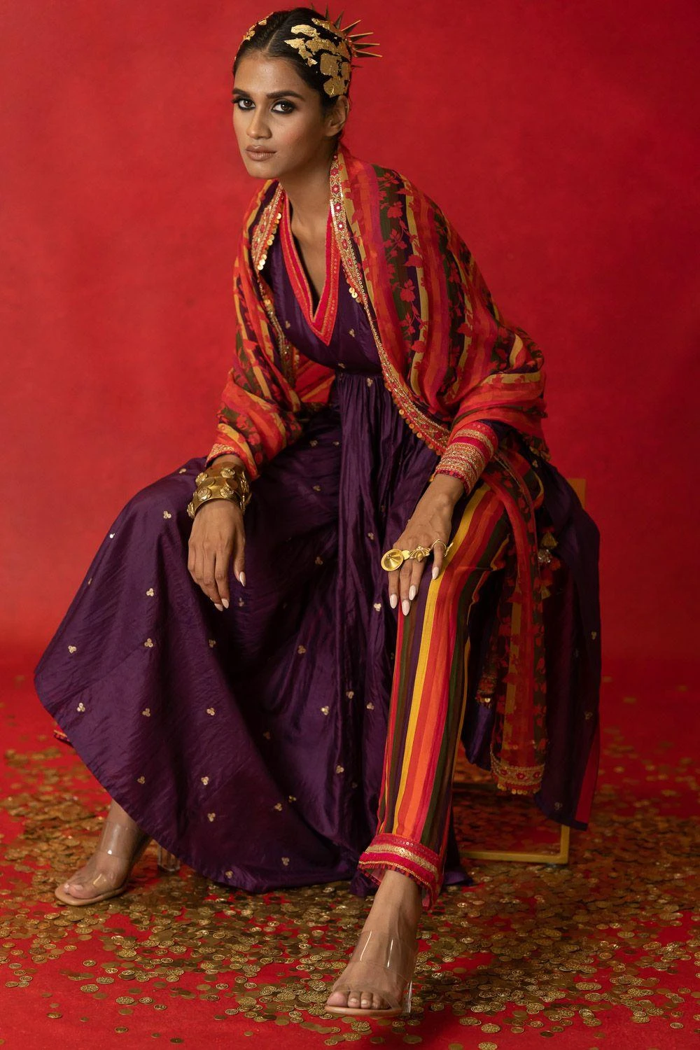 Pooja Keyur Floral Striped Organza Dupatta 6 Pooja Keyur Floral Striped Organza Dupatta - Image 4