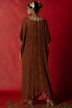 Pooja Keyur Brown Embroidered Cape Set -Inca Sales Store 229pk23 5