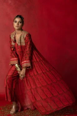 Pooja Keyur Red & Brown Paisley Printed Jumpsuit -Inca Sales Store 229pk36 4