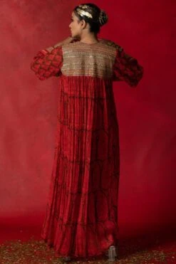 Pooja Keyur Red & Brown Paisley Printed Jumpsuit -Inca Sales Store 229pk36 5