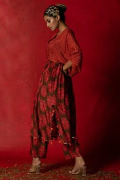 Pooja Keyur Red & Brown Aari Embroidered Kurta Set -Inca Sales Store 229pk45 5