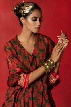 Pooja Keyur Olive Green Aari Embroidered Kaftan Set -Inca Sales Store 229pk46 5