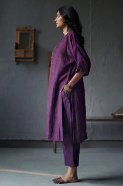 Shorshe Garnet Purple Mulberry Silk Kaftan Set -Inca Sales Store 229shor14 2